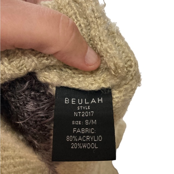 Beulah Fuzzy Striped Purple and Tan Textured Sweater- FANTASTIC! Size S/M - Picture 3 of 3